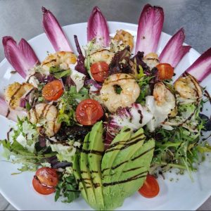 Green Leaves Salad with Prawns and Avocado - available every day from 12 pm (except Mondays)